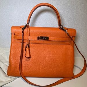 Authentic Hermes Kelly 35 Togo Orange